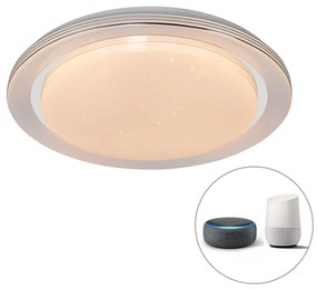 Candeeiro de teto inteligente branco 48 cm c/ LED e dimmer RGB - Jochem Moderno