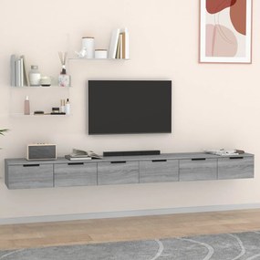 vidaXL Armários de parede 2 pcs 102x30x20 cm madeira sonoma cinza