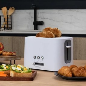 Torradeira de 980 W Toast&Taste 9000 Double White, 2 ranhuras curtas extra largas, função Reaquecer, Descongelar e Cancelar, plástico, grelha superior