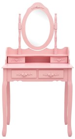 Conj. toucador com banco 75x69x140 cm madeira paulownia rosa