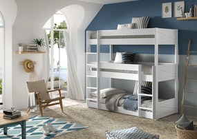 Beliche Infantil Triplo SCOTT com 3 lugares para dormir branco