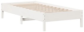 Cama sem colchão 75x190 cm madeira de pinho maciça branco