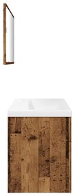 3 pcs conj. móveis casa banho derivados madeira madeira velha