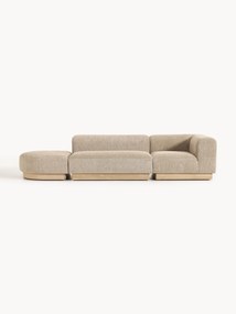 Chaise longue modular em teddy-bouclé com banco Natalie