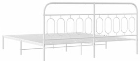 Estrutura de cama com cabeceira 200x200 cm metal branco