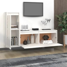 Móveis de TV 2 pcs madeira de pinho maciça branco