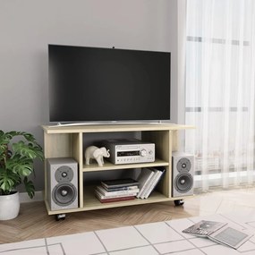 vidaXL Móvel de TV com rodas 80x40x45 cm deriv.madeira carvalho sonoma