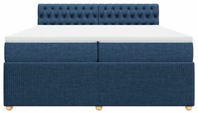 Cama com molas/colchão 200x200 cm tecido azul