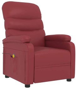 Poltrona massagens reclinável couro artificial vermelho tinto