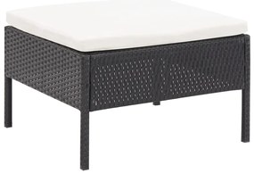 3 pcs conjunto lounge de jardim c/ almofadões vime PE preto