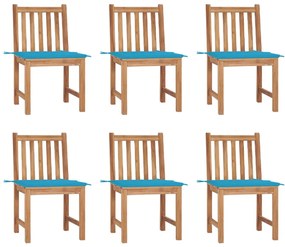 vidaXL Cadeiras de jardim 6 pcs c/ almofadões madeira de teca maciça