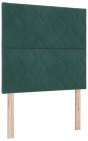 Cama Box com Colchão &amp; Banco Verde Escuro 90x190 cm Veludo