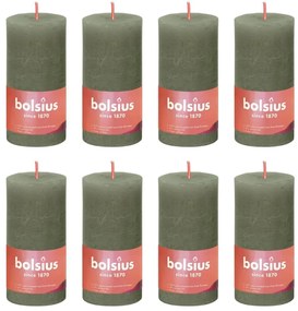 440806 Bolsius Velas rústicas cilíndricas Shine 8pcs 100x50mm azeitona fresca