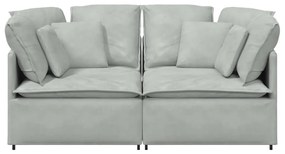 Sofá modular com almofadas veludo cinzento-claro