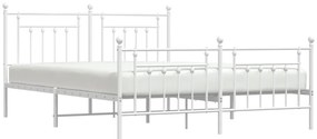 Estrutura de cama com cabeceira e pés 180x200 cm metal branco