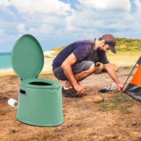 Sanita portátil 5 L para campimo 41 x 49 x 34 cm com tampa e cubo interno removível, WC portátil para viagens ao ar livre Verde