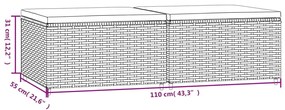 Apoios de pés para jardim com almofadões 2 pcs vime PE preto