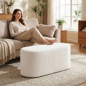 Pufe estofado moderno em veludo 120 x 46 x 48 cm, com espuma de alta densidade, de formato oval, para colocar ao pé da cama, na entrada da sala, no qu