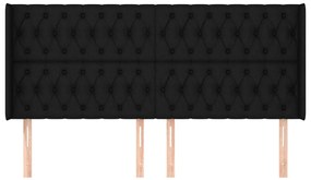Cabeceira de cama c/ abas tecido 203x16x118/128 cm preto