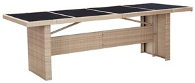 9 pcs conjunto jantar exterior com almofadões vime PE bege