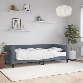 Sofá-cama com colchão 90x200 cm veludo cinzento-escuro