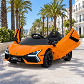 Carro elétrico para Crianças Lamborghini Revuelto 12V 4x4 Rodas Espuma EVA, Assento couro ecológico Laranja