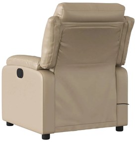 Poltrona massagens reclinável elétrica couro artif. cappuccino