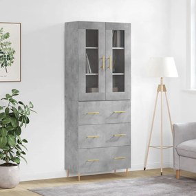 vidaXL Armário alto 69,5x34x180 cm derivados de madeira cinza cimento