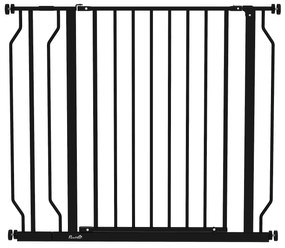 Barreira de Segurança para Cães Extensível para Escadas e Portas 75-95 cm com 1 Extensão e 10 cm Altura 76 cm Preto