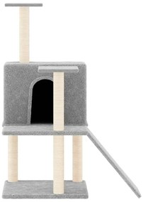 Árvore p/ gatos c/ postes arranhadores sisal 109 cm cinza-claro
