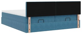 Estrutura cama otomana colchões 180x200 cm veludo azul escuro