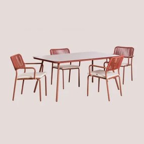 Conjunto De Mesa E 4 Cadeiras De Jardim Arhiza Telha Vermelha - Sklum