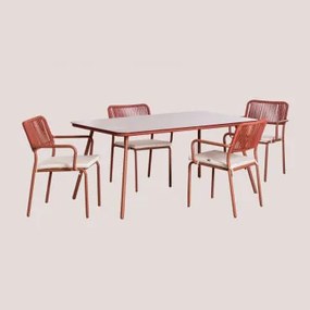 Conjunto de mesae 4 cadeiras de jardim Arhiza Telha Vermelha - Sklum