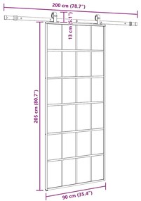 Porta deslizante c/ conj. ferragens 90x205cm vidro ESG preto