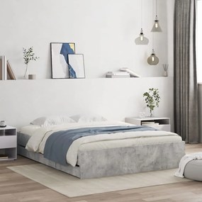 vidaXL Estrutura de cama c/ gavetas derivados de madeira cinza-cimento