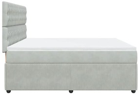 Cama com molas/colchão 200x200 cm veludo cinzento-claro