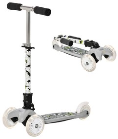 HOMCOM Trotinete para Crianças acima de 3 Anos Dobrável Trotinete com 3 Rodas com Luzes LED Guiador com Altura Ajustável e Freio Posterior Carga Máxima 50kg 54,7x32,5x59-69cm Cinza
