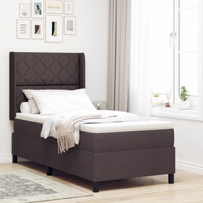 Cama Box Spring com Colchão vidaXL Marrom Escuro 90x200 cm Tecido