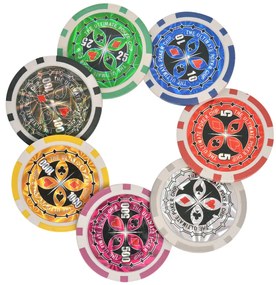 Conjunto de póquer/blackjack com 600 fichas em alumínio