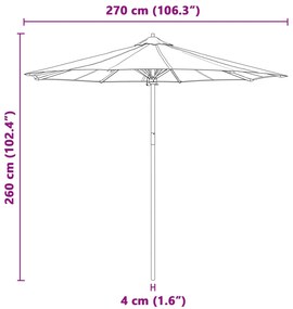 Guarda-sol de Jardim - Cinza Escuro, 270x260 cm, Bambu