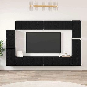 vidaXL Conjunto de móvel de TV 9 pcs Carvalho preto Madeira processada