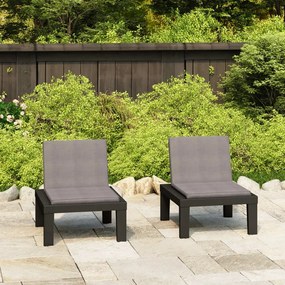 vidaXL Cadeiras de jardim com almofadões 2 pcs plástico cinzento