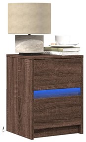 vidaXL Mesas cabeceira LEDs 2 pcs derivados madeira carvalho castanho