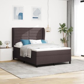Cama Box Spring com Colchão vidaXL Castanho Escuro 140x190 cm Tecido