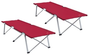 Cama de Lounge Dobrável Vermelha Metal, Tecido Padrão Dobrável