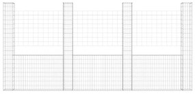 Cesto gabião em forma de U c/ 4 postes 380x20x200 cm ferro