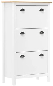 vidaXL Sapateira Hill 72x35x124cm madeira de pinho maciça branco