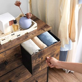 Cómoda com gavetas em tecido 56 x 30 x 89,3 cm Castanho Vintage-preto