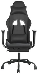 Cadeira gaming c/ apoio pés couro artificial preto