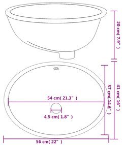 Lavatório casa de banho oval 56x41x20 cm cerâmica branco